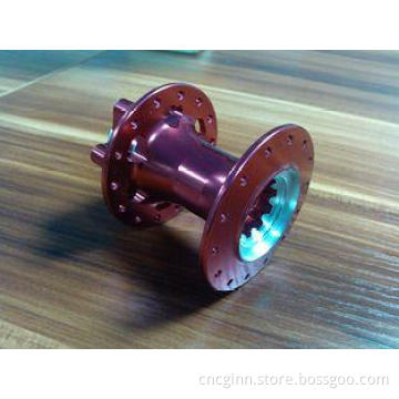 Axle & Hub Red Anodized Mountain Bicycle Parts / Metal Mach